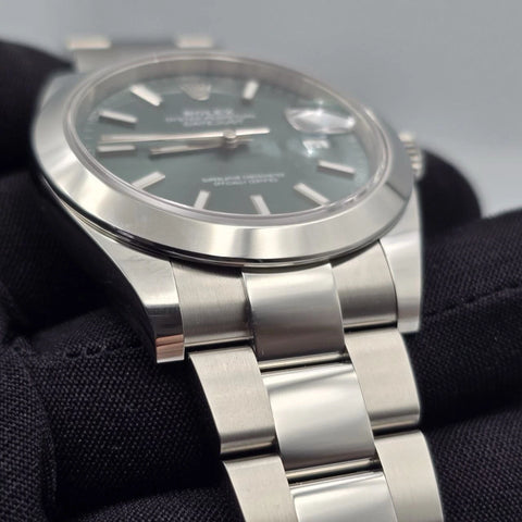 NEW 2025 Rolex Datejust 41mm Mint Green Steel Smooth Bezel Oyster 126300 UNWORN