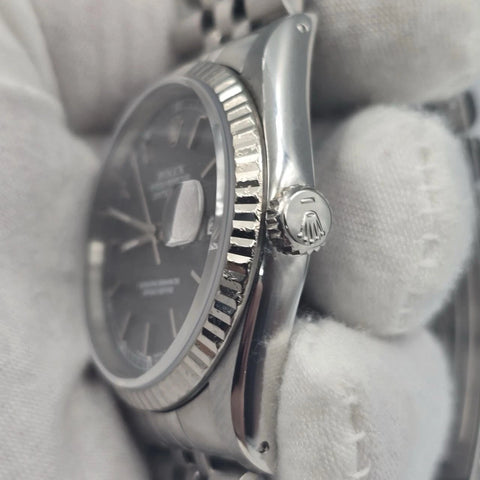 PAPERS Rolex Datejust Grey Ghost Dial Stainless Steel Jubilee 16234 36mm Watch