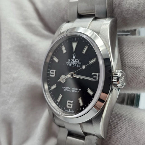 MINT 2002 PAPERS Rolex Explorer l 114270 36mm Stainless Steel Black Dial Watch
