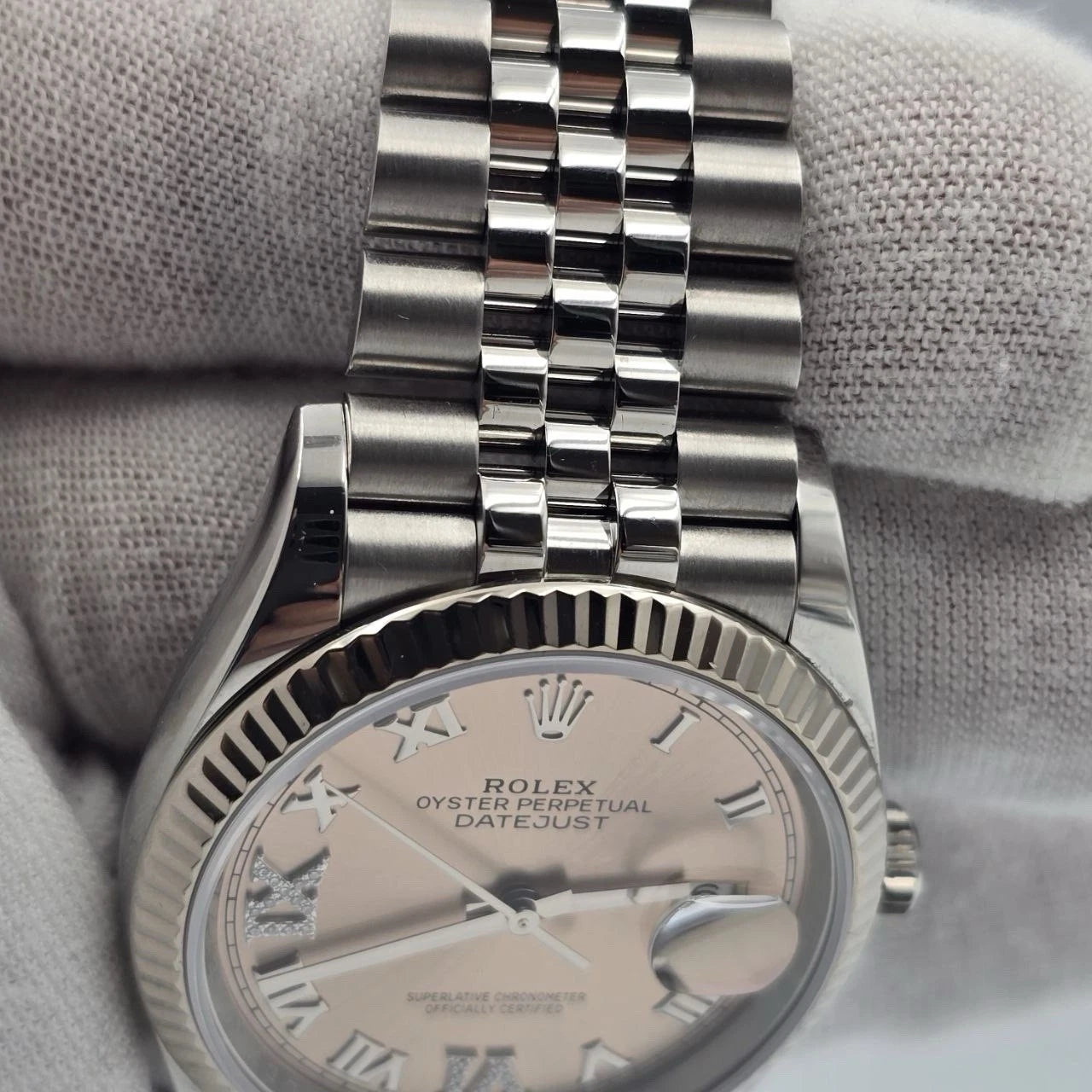 MINT Rolex Datejust 36mm Pink Roman Diamond 6 9 Dial Steel Jubilee Watch 126234