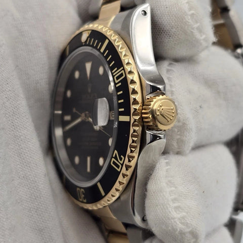 Rolex Submariner Date 16803 Black Dial Yellow Gold Two Tone Steel Oyster 40mm
