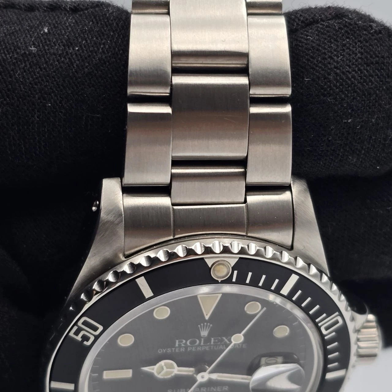 Rolex Submariner Date 16800 Steel Factory Patina Matte Black 40mm Oyster Watch