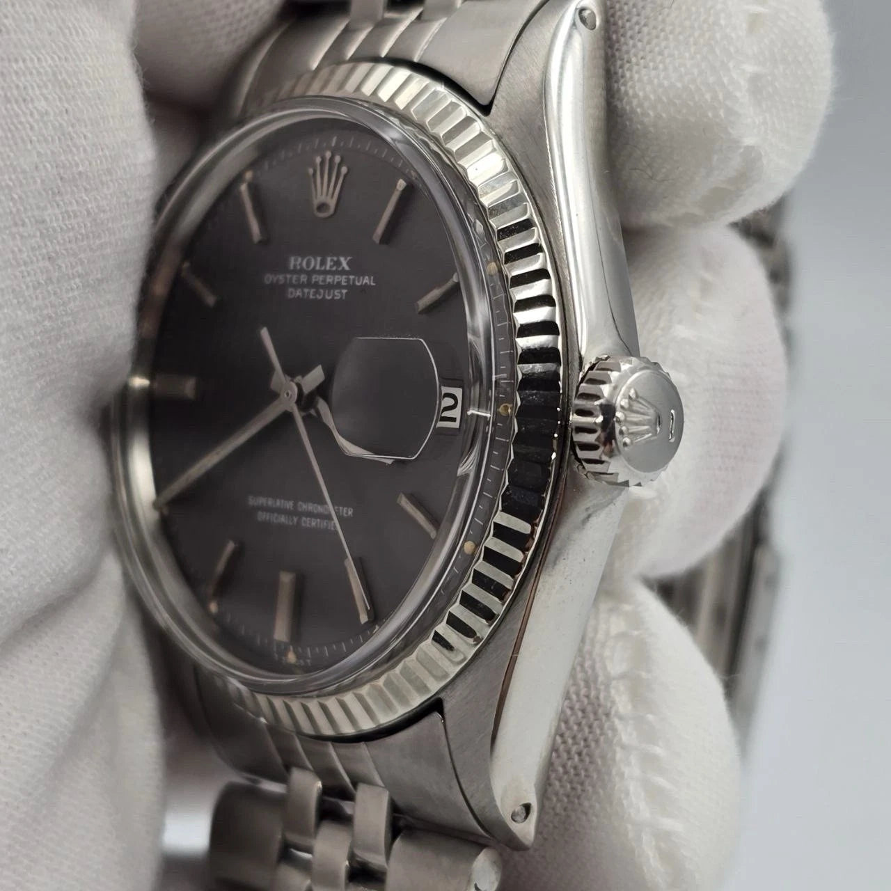 Rolex Datejust 1601 Steel Factory Grey Ghost Dial Jubilee 36mm Watch