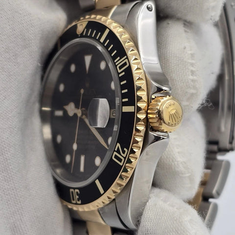 Rolex Submariner Date 16613 Black Dial Two Tone Steel Gold 40mm Watch