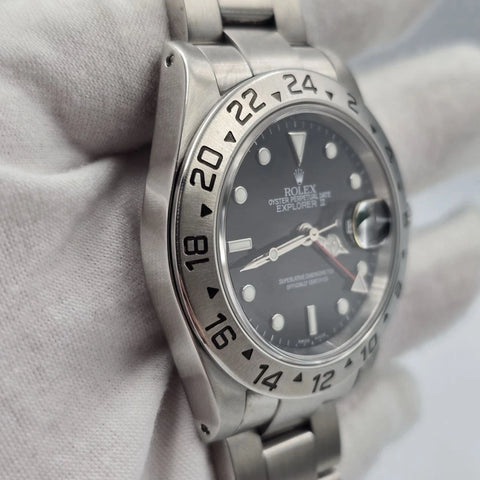 PAPERS Rolex Explorer II 16570 Stainless Steel Black Dial Automatic 40mm Watch