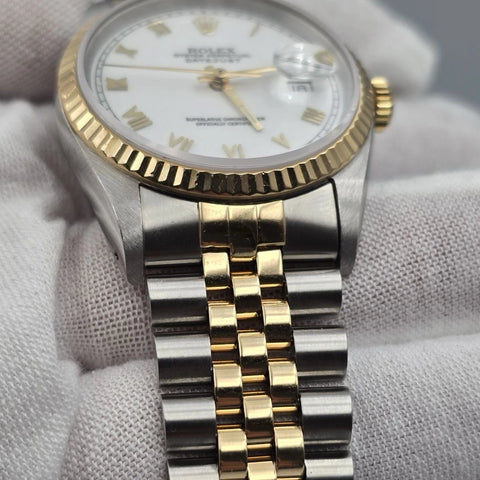 Rolex Datejust 36mm White 18K Yellow Gold Jubilee Stainless Steel Watch 16233