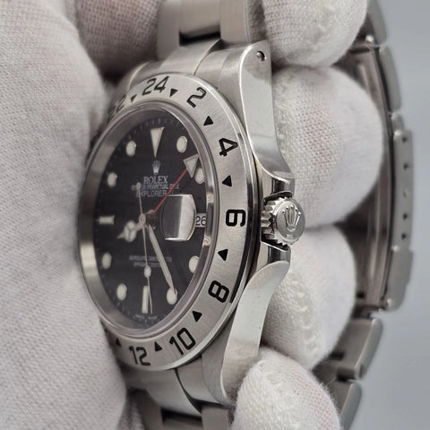 PAPERS 2003 Rolex Explorer II 16570 Steel Black Dial Date 40mm Watch + 2019 RSC