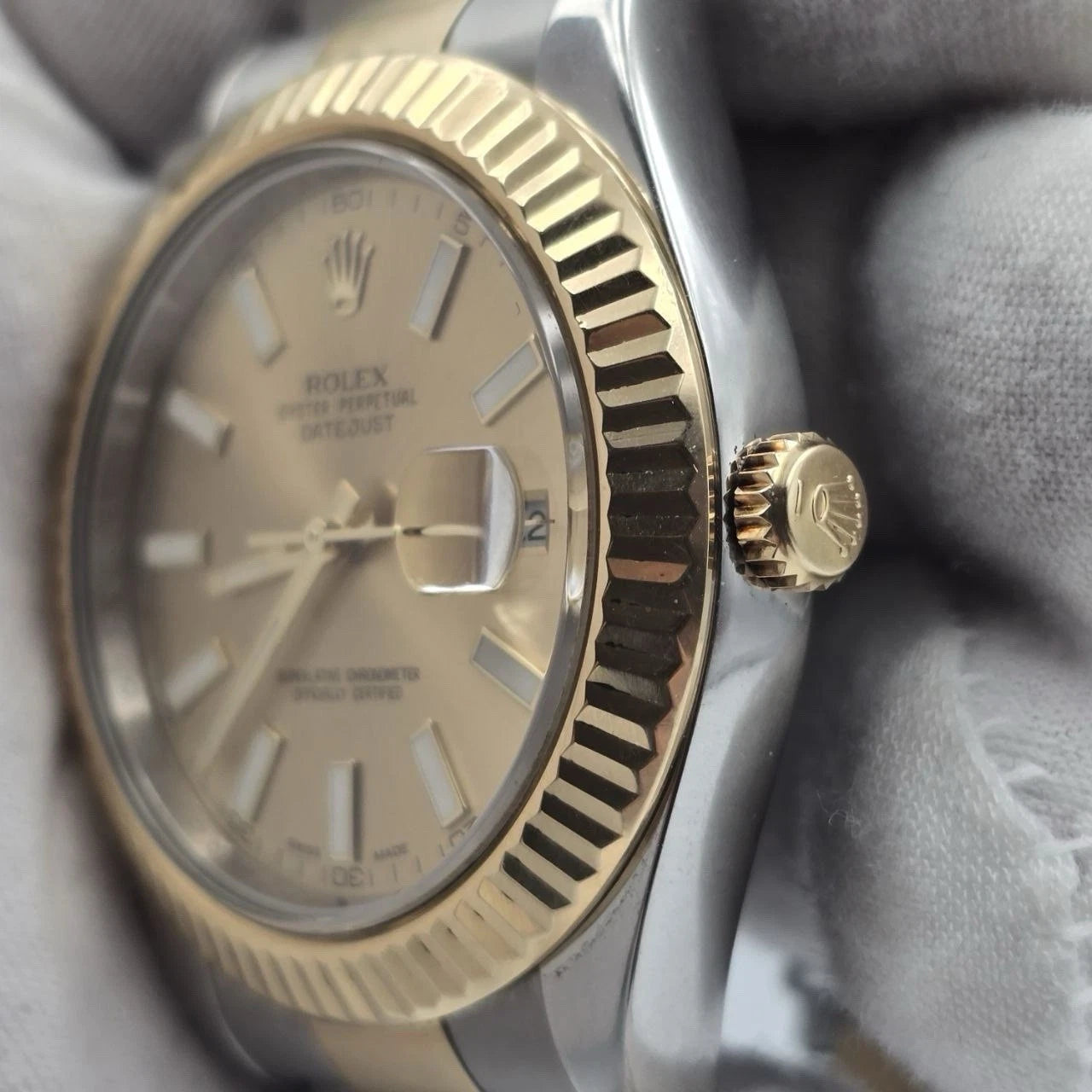 PAPERS Rolex Datejust II 41mm 116333 Two Tone 18K Gold Steel Champagne Dial BOX