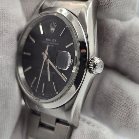 Rolex Oyster Perpetual Date 15200 Stainless Steel Black Dial 34MM Watch