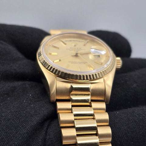 MINT PAPERS Rolex Day-Date 18038 President 18k Gold Champagne 36mm BOX + RSC