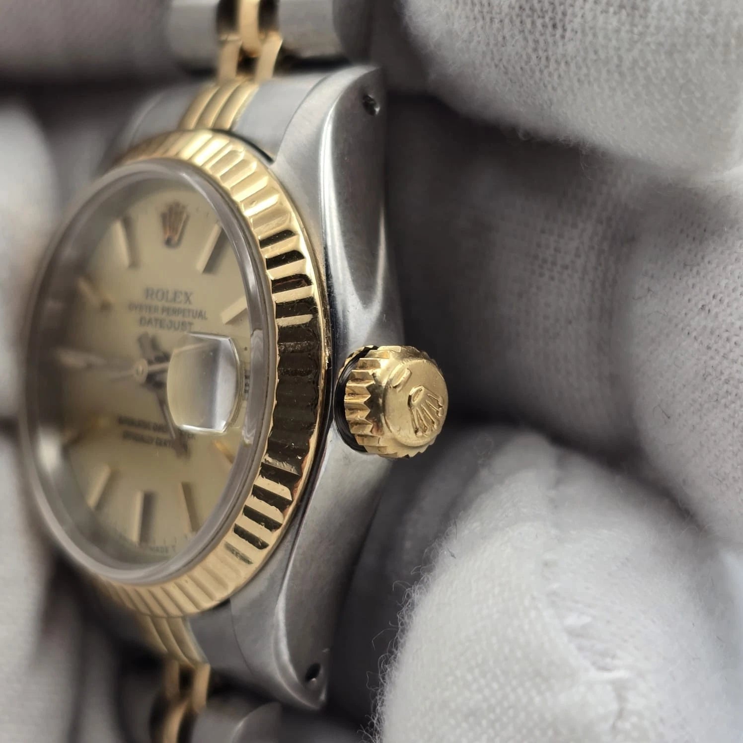 PAPERS Rolex Datejust Yellow Gold & Steel 69173 Champagne Dial Watch 26mm + RSC