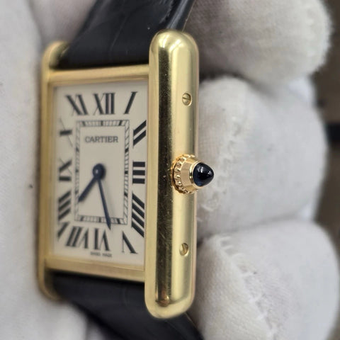 Cartier Tank Louis Large Watch 18K Yellow Gold WGTA0067 Leather Quartz B+P