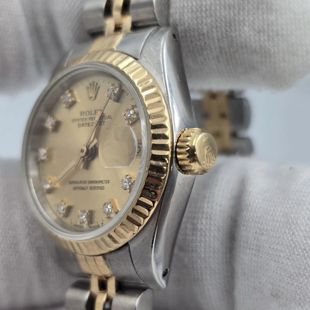 PAPERS Rolex Lady Datejust Gold & Steel 26mm Champagne Diamond Dial 69173 BOX