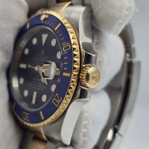 2013 PAPERS Rolex Submariner Date 18K Gold Steel Blue Dial 40mm 116613LB BOX