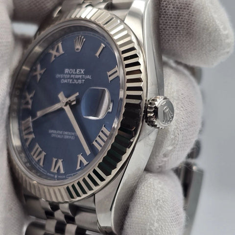 PAPERS 2022 Rolex Datejust 41mm 126334 Blue Jubilee Fluted White Gold Bezel BOX