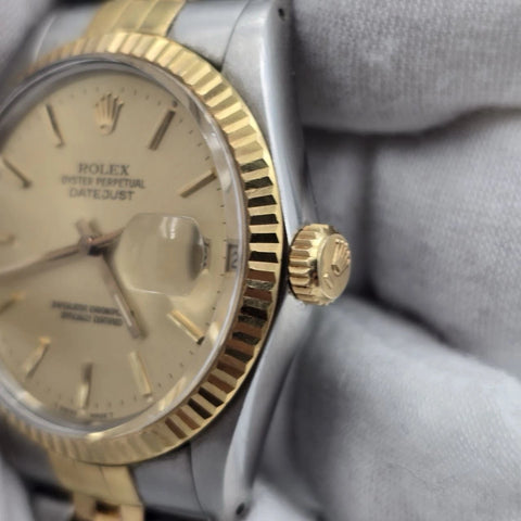 PAPERS Rolex Datejust Champagne Two-Tone Yellow Gold Jubilee 16013 36mm Watch