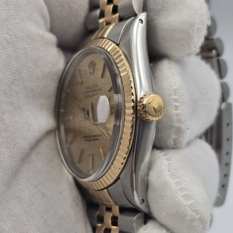 PAPERS Rolex Datejust Champagne Linen Two-Tone Gold Jubilee 16013 36mm Watch
