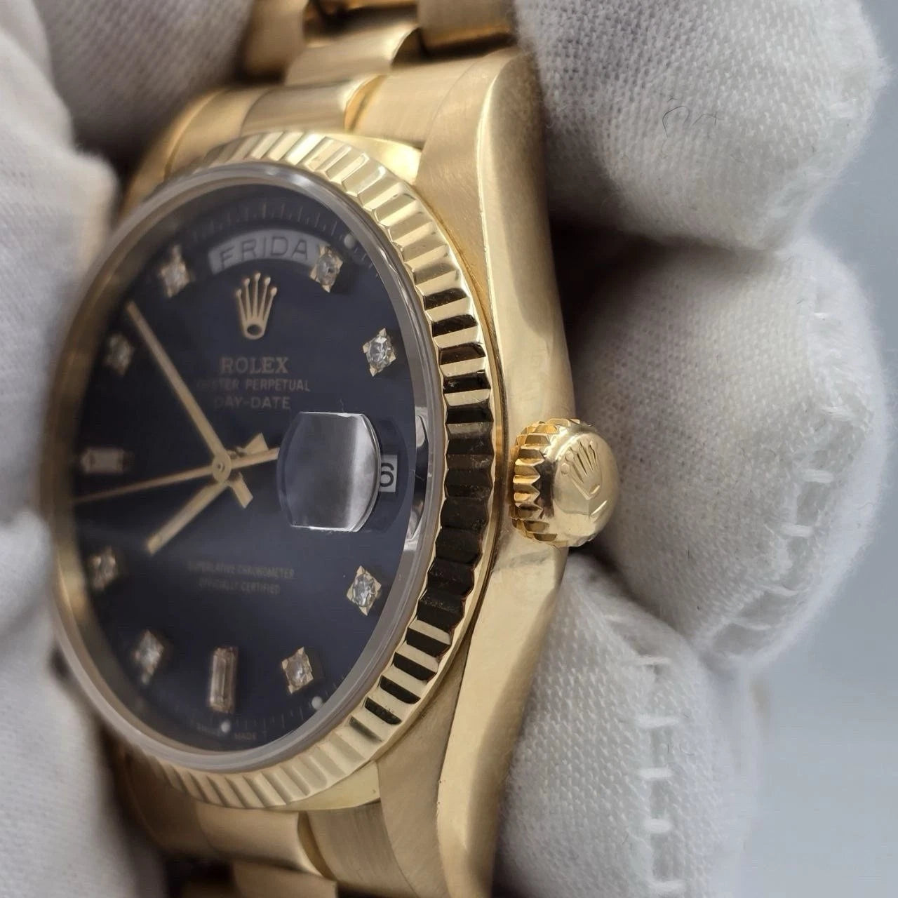 Rolex Gold Day-Date President Gold FACTORY Blue Diamond Dial 36mm Watch 18238