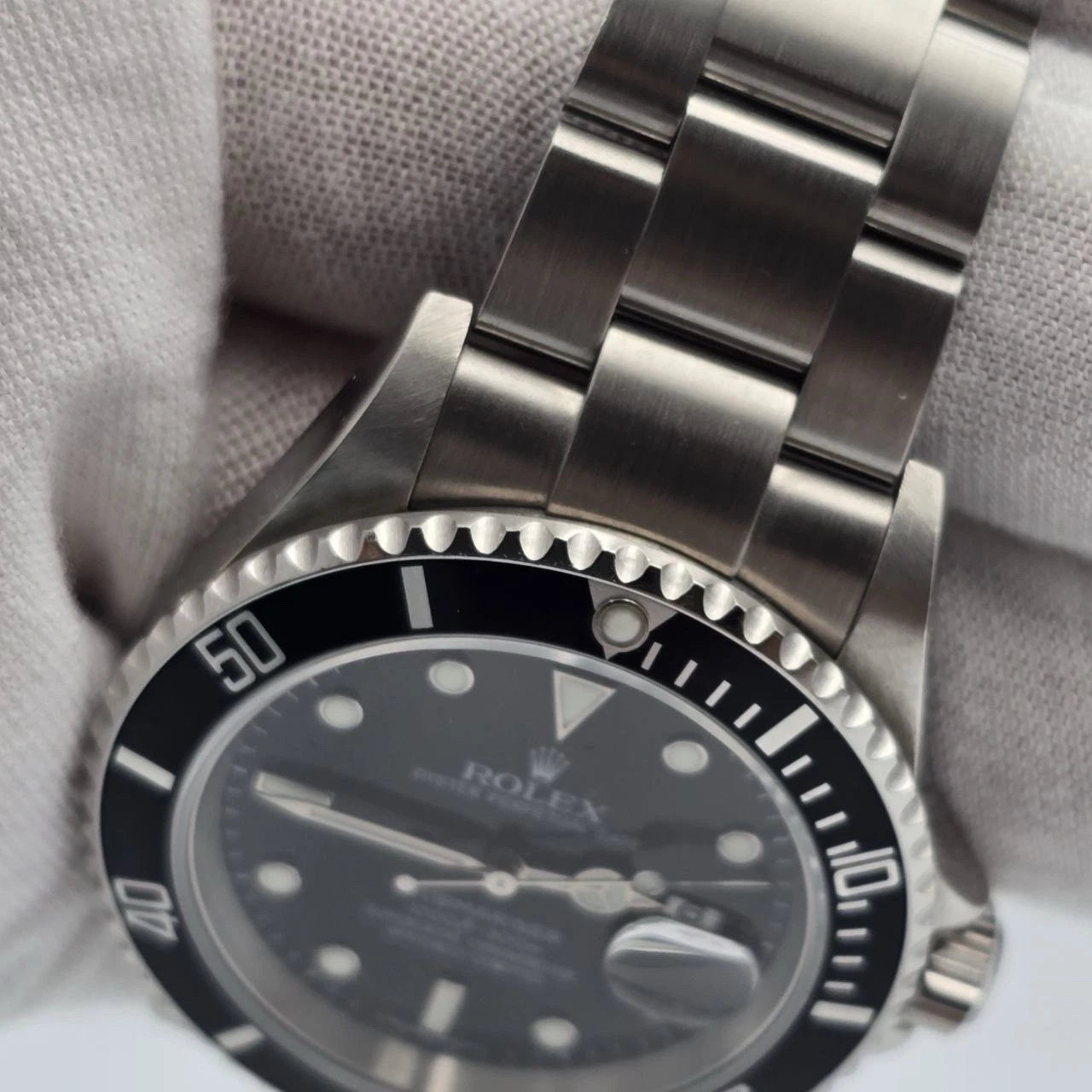 2006 Rolex Submariner Date NO HOLES 40mm Black Dial Steel Oyster Watch 16610