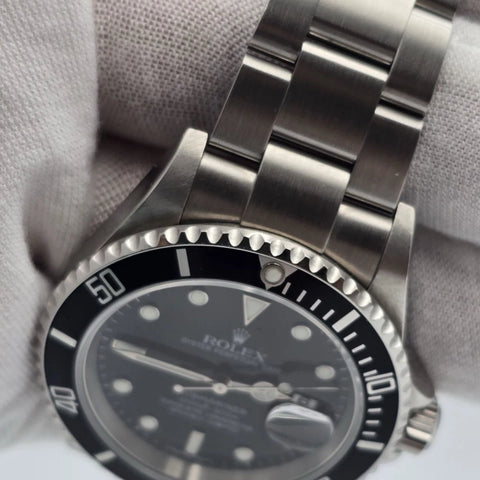 2006 Rolex Submariner Date NO HOLES 40mm Black Dial Steel Oyster Watch 16610