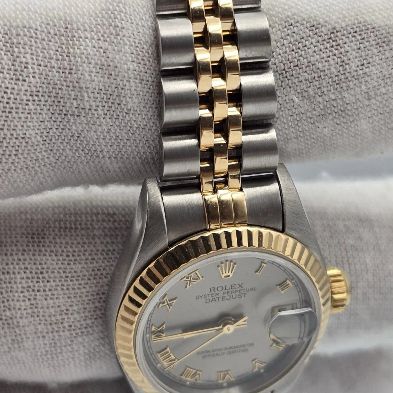 PAPERS Rolex Datejust 26mm 69173 TT Jubilee NO HOLES Rhodium Gray Roman Watch