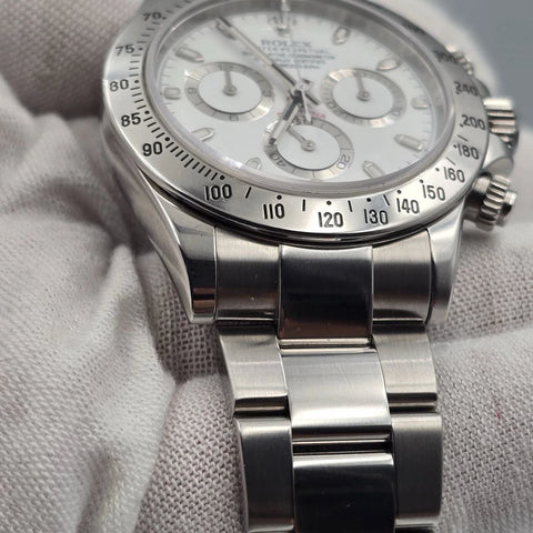Rolex Cosmograph Daytona 116520 White APH Fat Buckle Steel 40mm Watch
