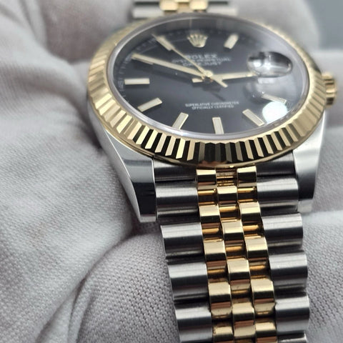 PAPERS 2024 Rolex DateJust 41mm Two Tone Black Index Dial Jubilee 126333 BOX
