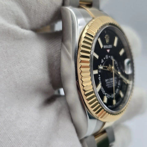 2022 PAPERS Rolex Sky-Dweller Two-Tone Gold Steel Black 42mm 326933 BOX