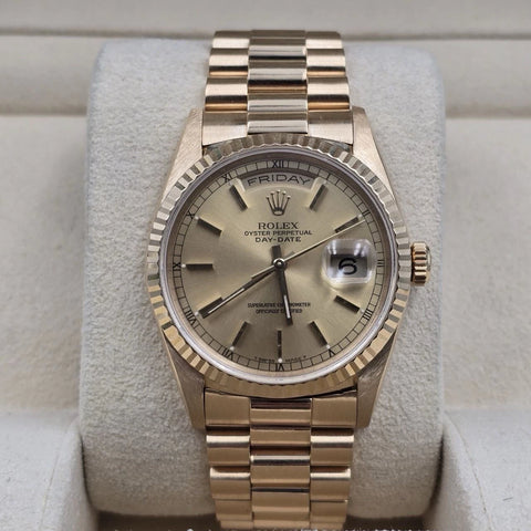 MINT Rolex 18K Gold Day-Date President Gold Champagne Dial 36mm Watch 18238
