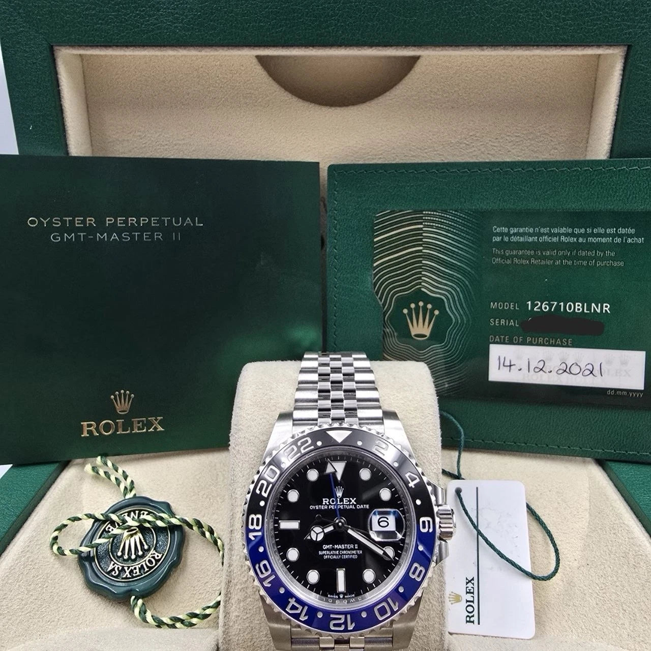 2021 PAPERS Rolex GMT-Master II 126710BLNR Batgirl Jubilee 40mm Watch BOX