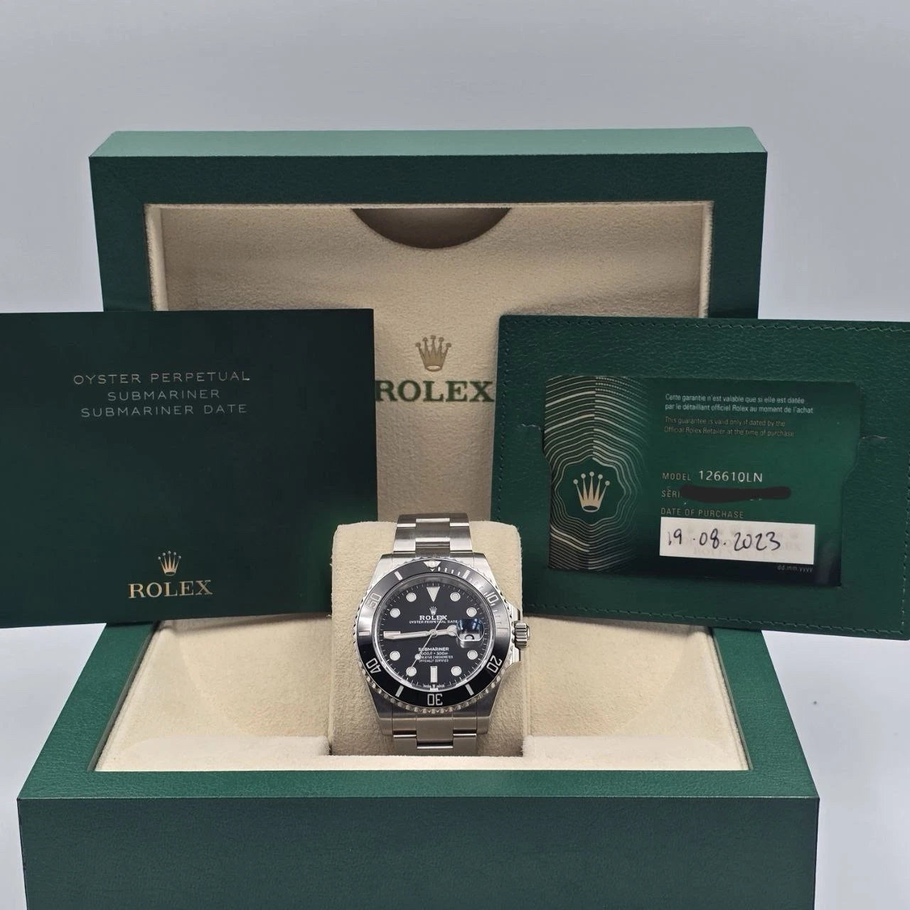 PAPERS 2023 Rolex Submariner Date 41mm Black Ceramic 126610LN Watch BOX