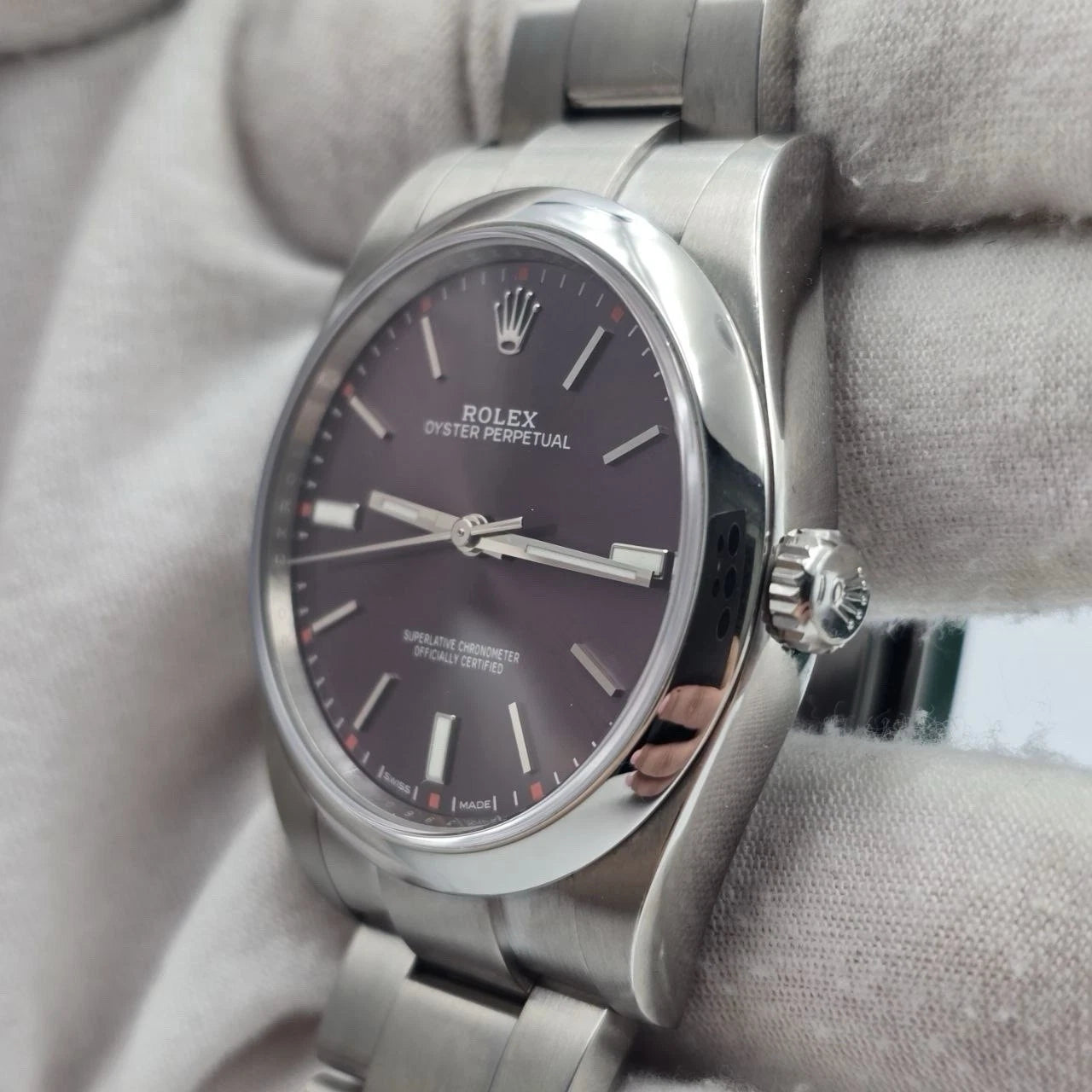 PAPERS 2019 Rolex Oyster Perpetual PURPLE GRAPE 39mm Stainless Steel 114300 BOX