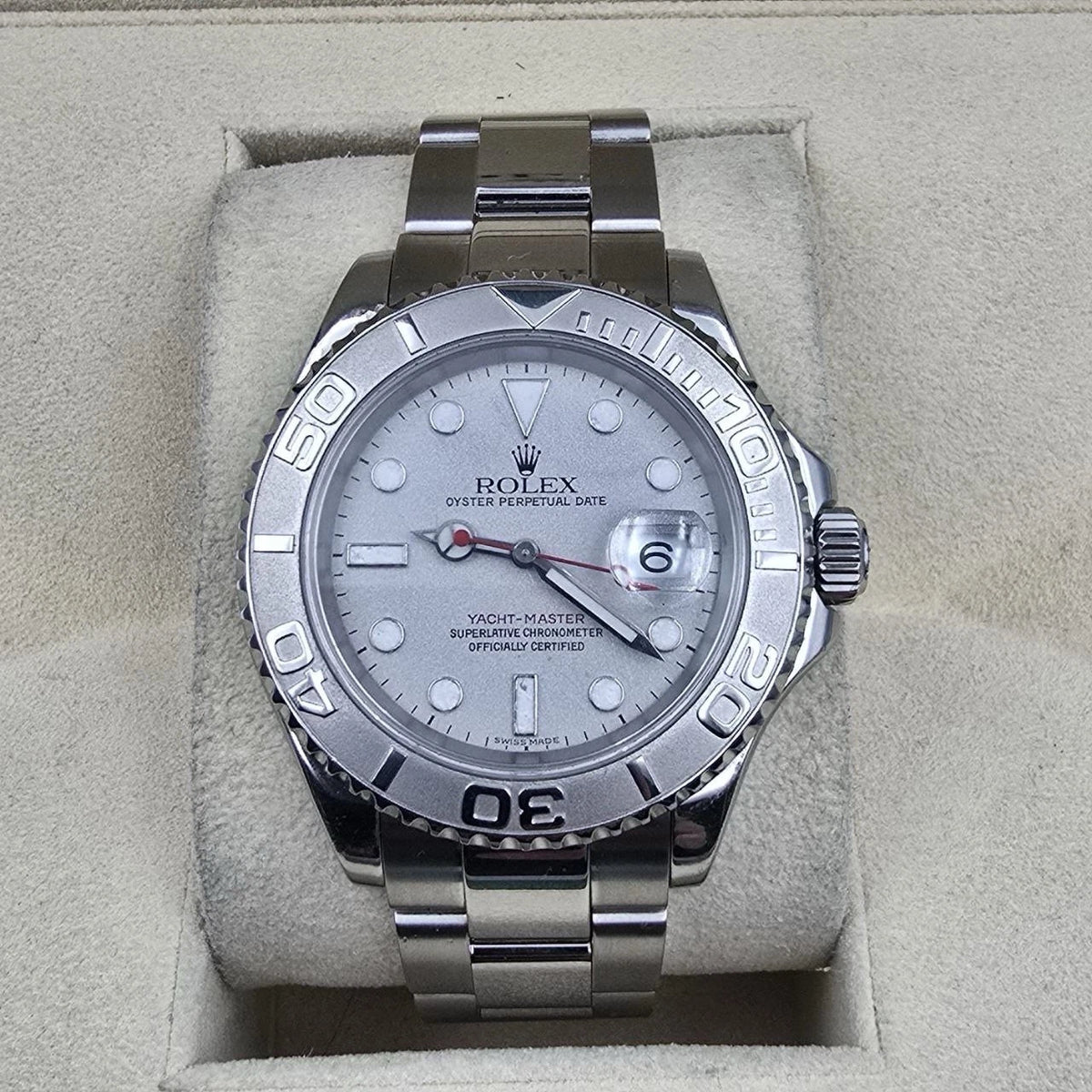 2006 Rolex Yacht-Master 40mm 16622 Platinum Dial & Bezel Steel Watch
