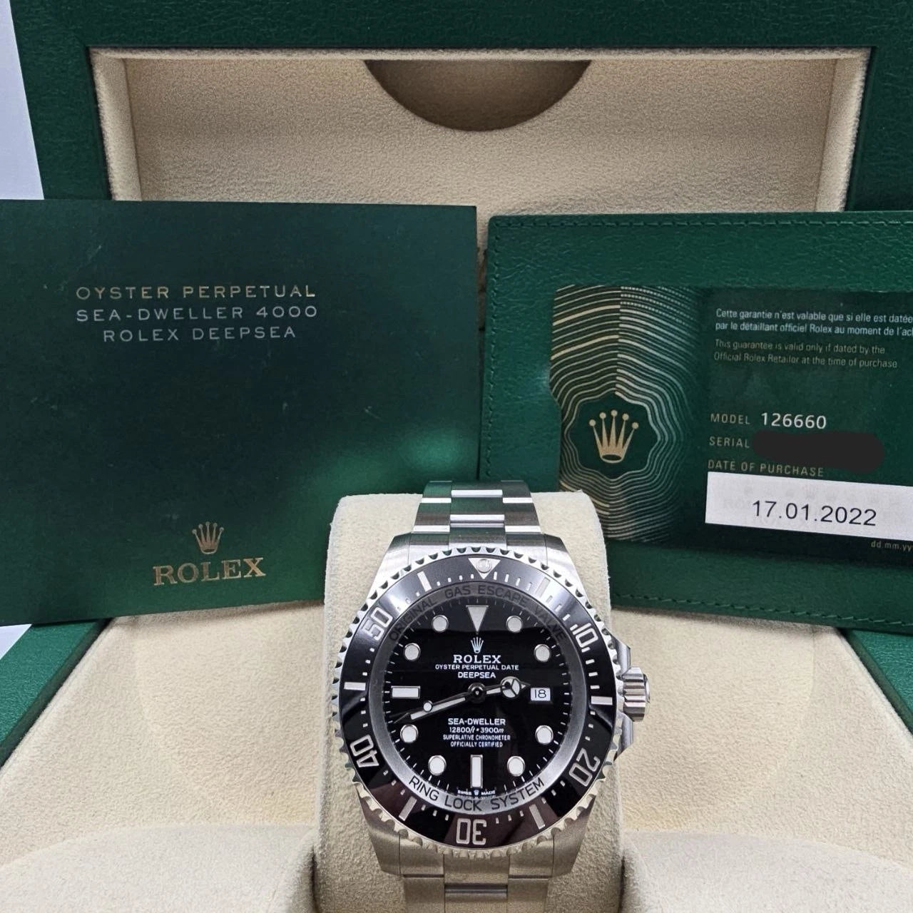 2022 PAPERS Rolex Sea-Dweller Deepsea Black 44mm Stainless Ceramic 126660 BOX
