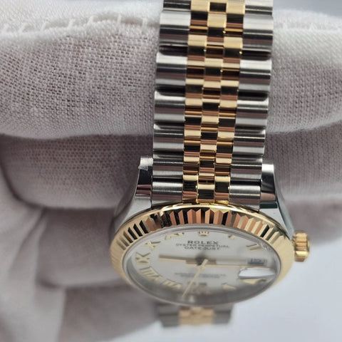 NEW 2026 Rolex Datejust 31 Silver Roman Diamond Two Tone Gold Fluted Jubilee