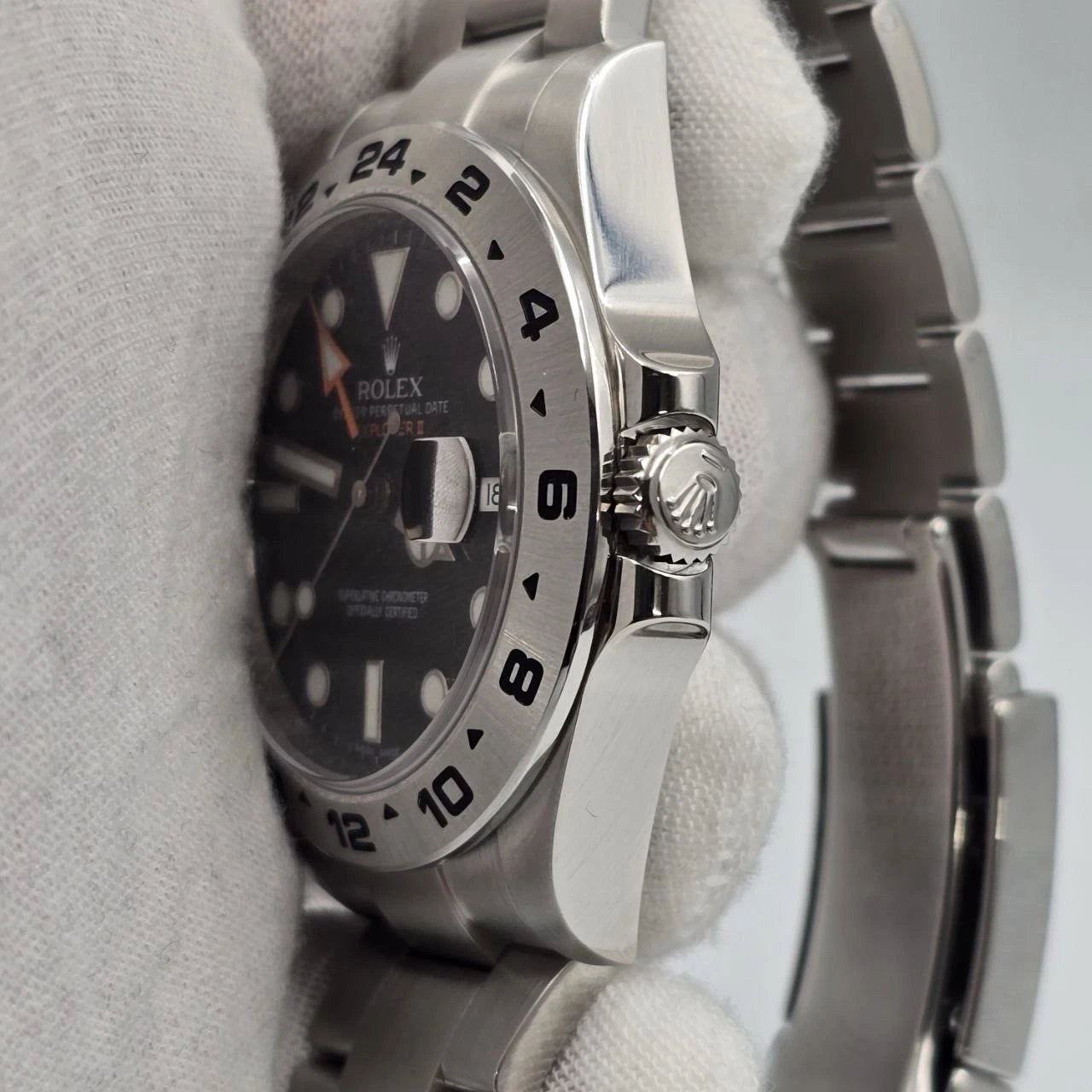 PAPERS 2012 UNPOLISHED Rolex Explorer II Black Orange 42mm Watch 216570 BOX