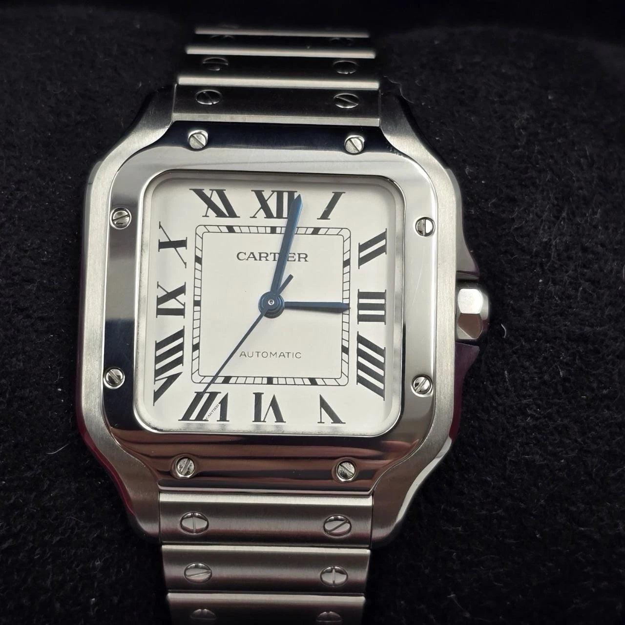 Cartier Santos De Cartier Medium Model Auto Steel Watch 35mm Watch WSSA0029 B+P