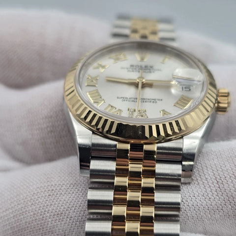 NEW 2026 Rolex Datejust 31 Silver Roman Diamond Two Tone Gold Fluted Jubilee