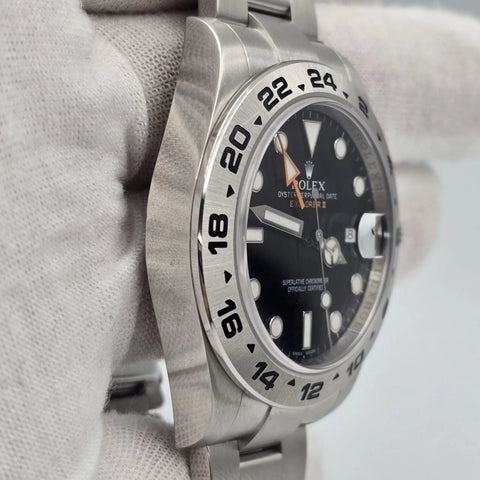 PAPERS 2012 UNPOLISHED Rolex Explorer II Black Orange 42mm Watch 216570 BOX