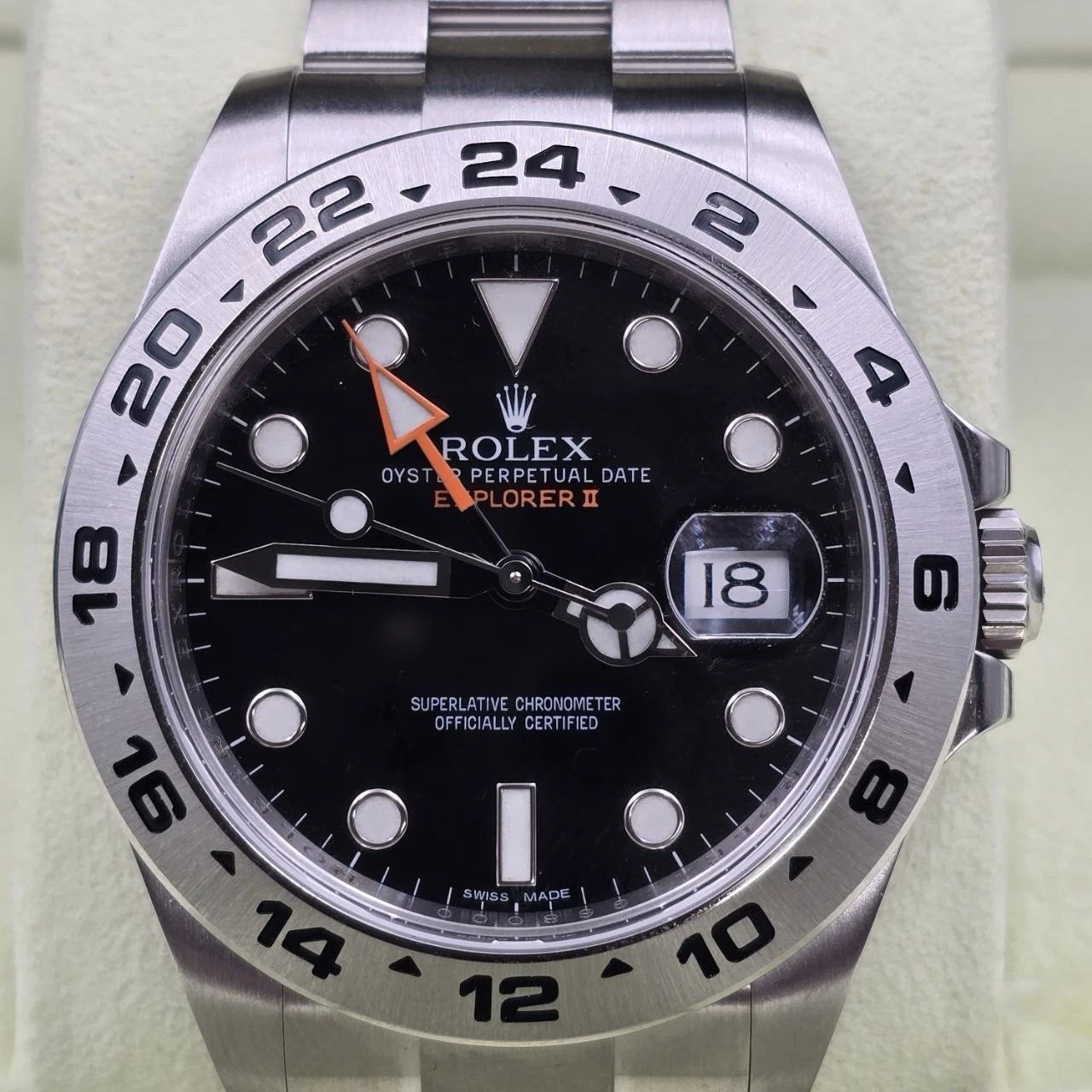 PAPERS 2012 UNPOLISHED Rolex Explorer II Black Orange 42mm Watch 216570 BOX