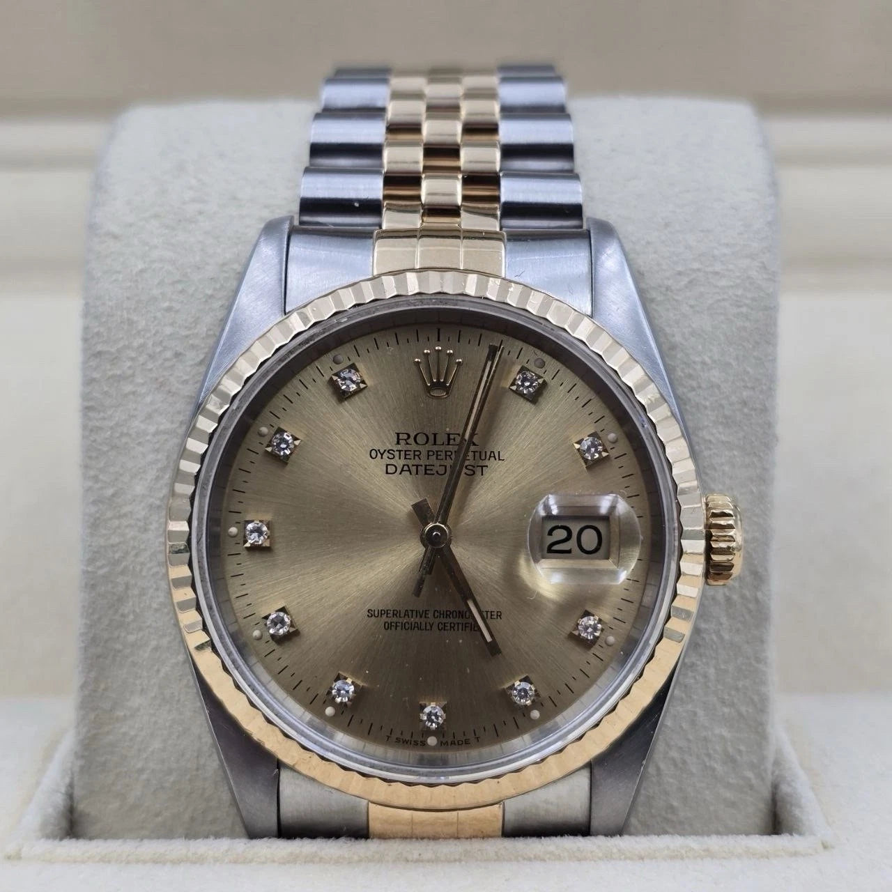 Rolex Datejust 36mm Champagne Diamond Dial Two Tone Jubilee 16233