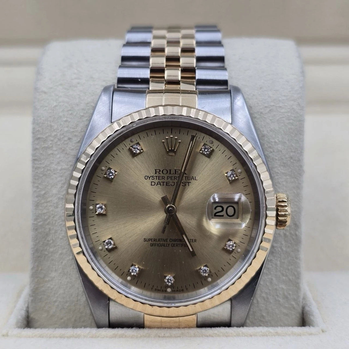 Rolex Datejust 36mm Champagne Diamond Dial Two Tone Jubilee 16233
