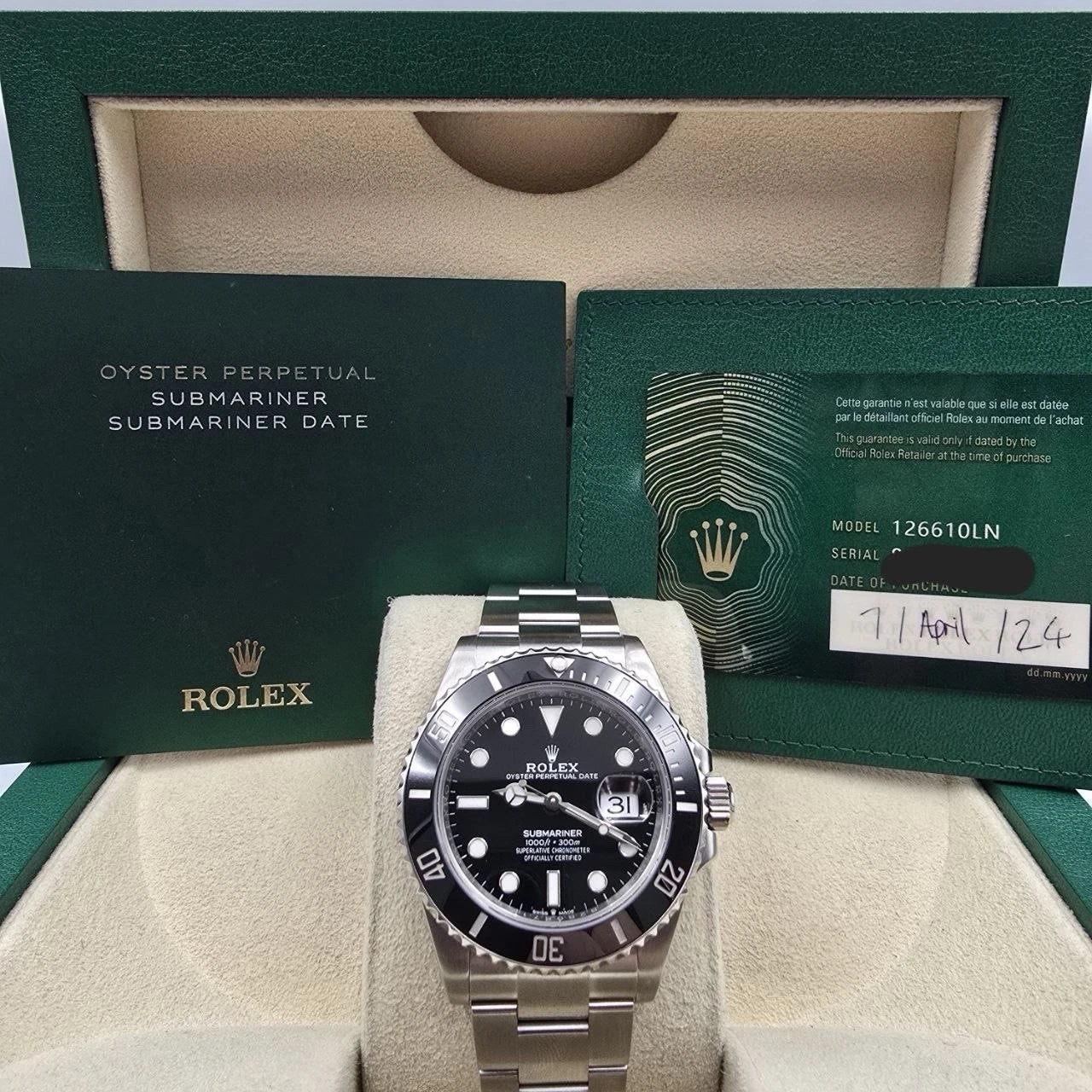 PAPERS 2024 Rolex Submariner Date 41mm Black Ceramic 126610LN Watch BOX