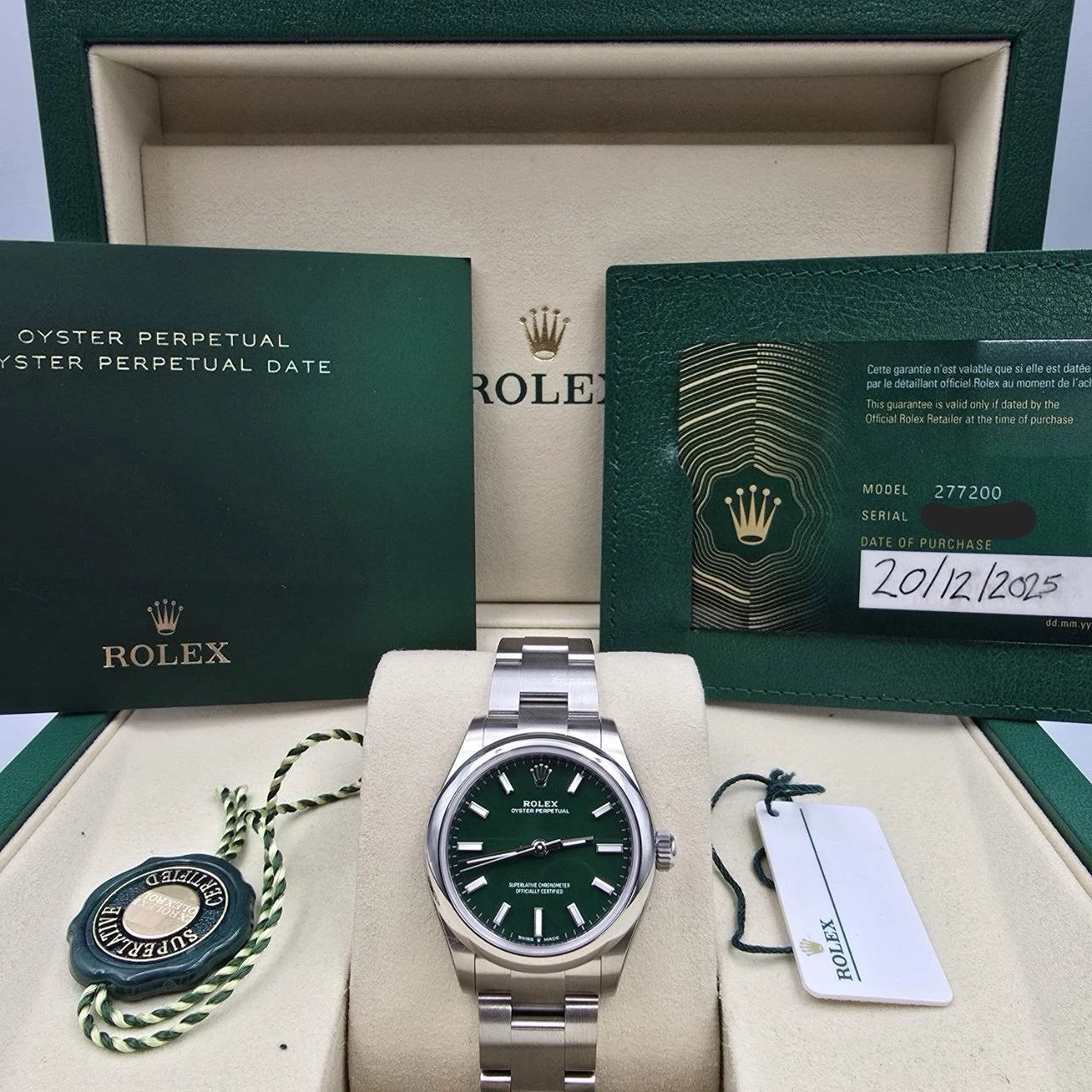 NEW 2025 Rolex Oyster Perpetual Stainless Steel 277200 31mm Green UNWORN