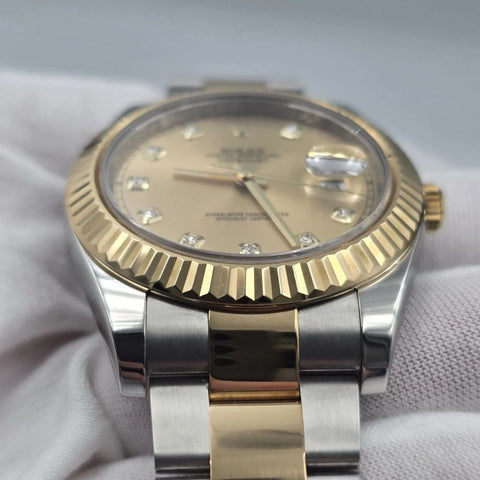 2010 PAPERS Rolex Datejust II 41mm 116333 Two Tone 18K Gold Champagne Dial BOX