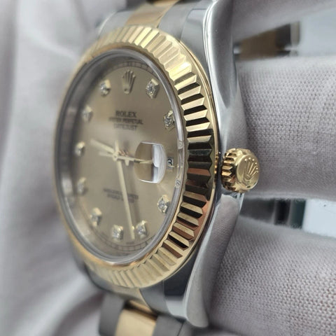 2010 PAPERS Rolex Datejust II 41mm 116333 Two Tone 18K Gold Champagne Dial BOX