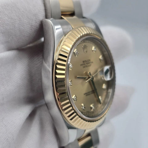 2010 PAPERS Rolex Datejust II 41mm 116333 Two Tone 18K Gold Champagne Dial BOX