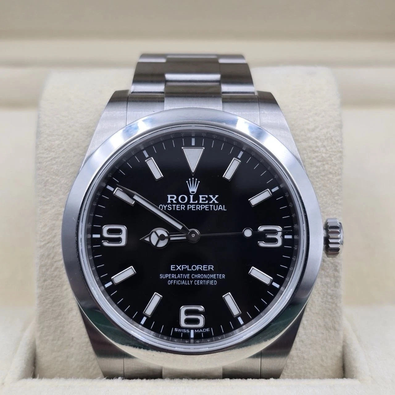 2018 PAPERS Rolex Explorer I Black Stainless Steel 39mm Watch 214270 BOX