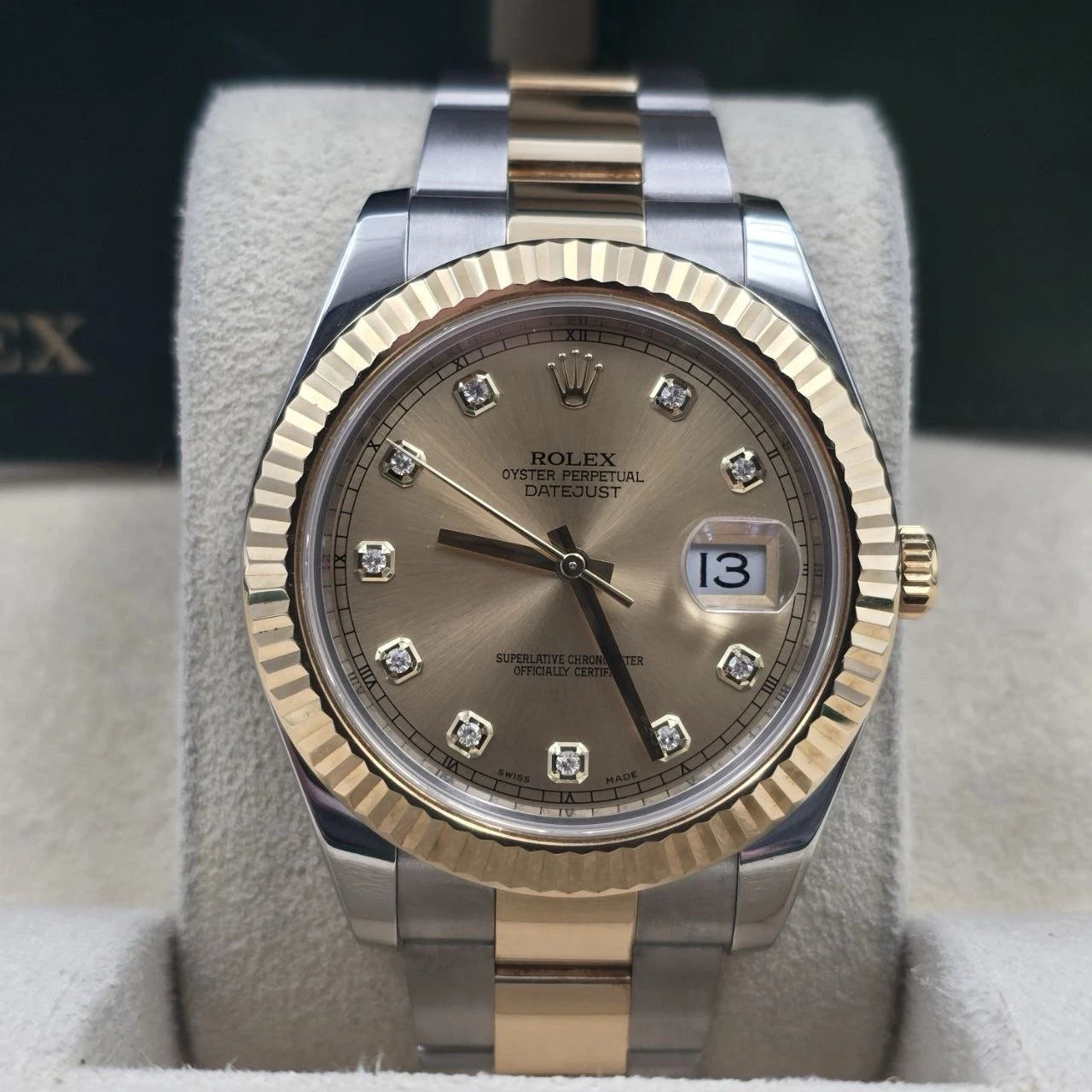 2010 PAPERS Rolex Datejust II 41mm 116333 Two Tone 18K Gold Champagne Dial BOX