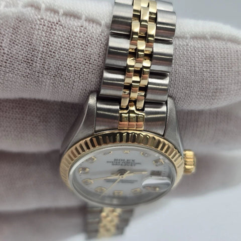 Rolex Lady Datejust 26mm 69173 Two Tone Jubilee White Diamond Dial Watch